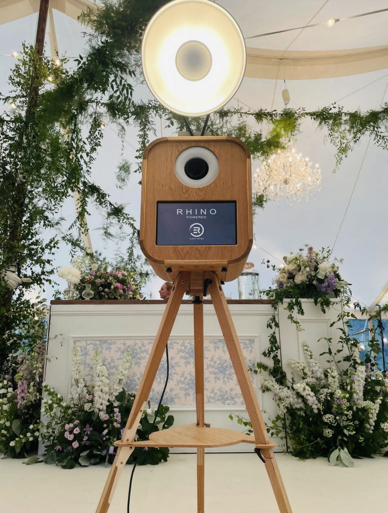 Wedding vintage photo booth set up at venue
