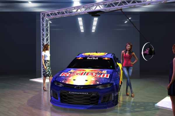 Overhead 360 rotating camera set up at Redbull corporate event