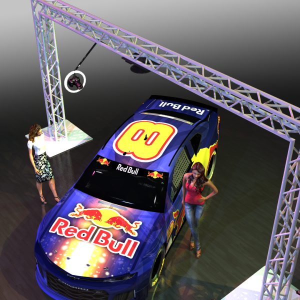 Overhead 360 rotating camera set up at Redbull corporate event